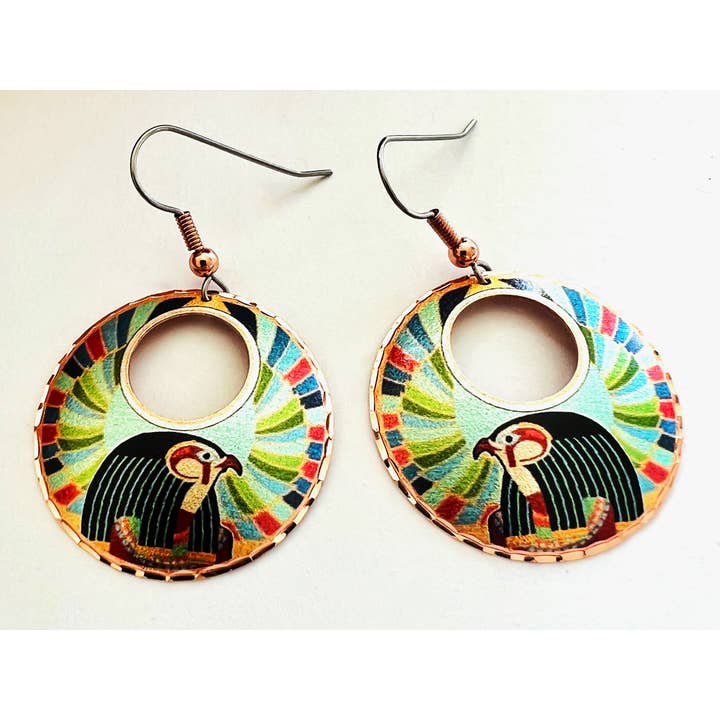 COPPER ARTS INC. - Venta al por mayor Pendientes colgantes - Pendientes EG 16 del dios del cielo de Horus del Antiguo Egipto