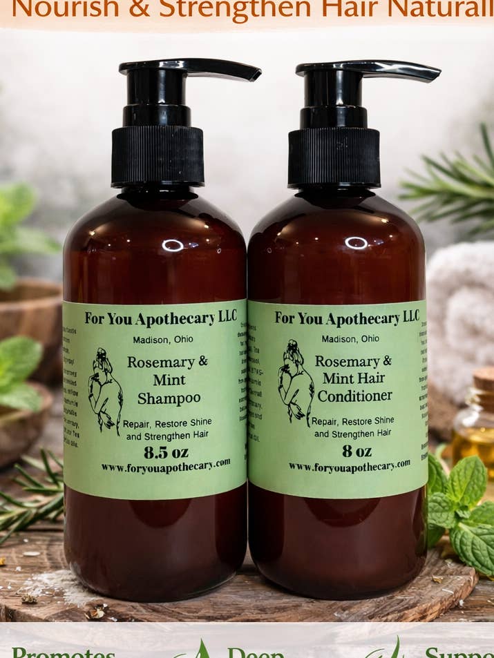 Rosemary & Mint Shampoo & Hair Conditioner Duo for wholesale by For You Apothecary LLC