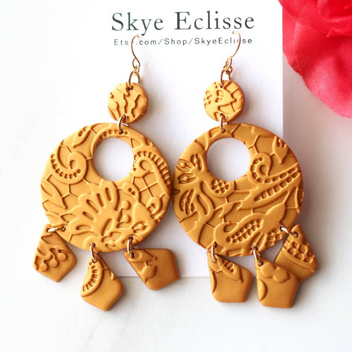 Skye Eclisse Jewelry - Vendita all'ingrosso Orecchini pendenti - Orecchini messicani in oro per donna, orecchini Frida Kahlo0