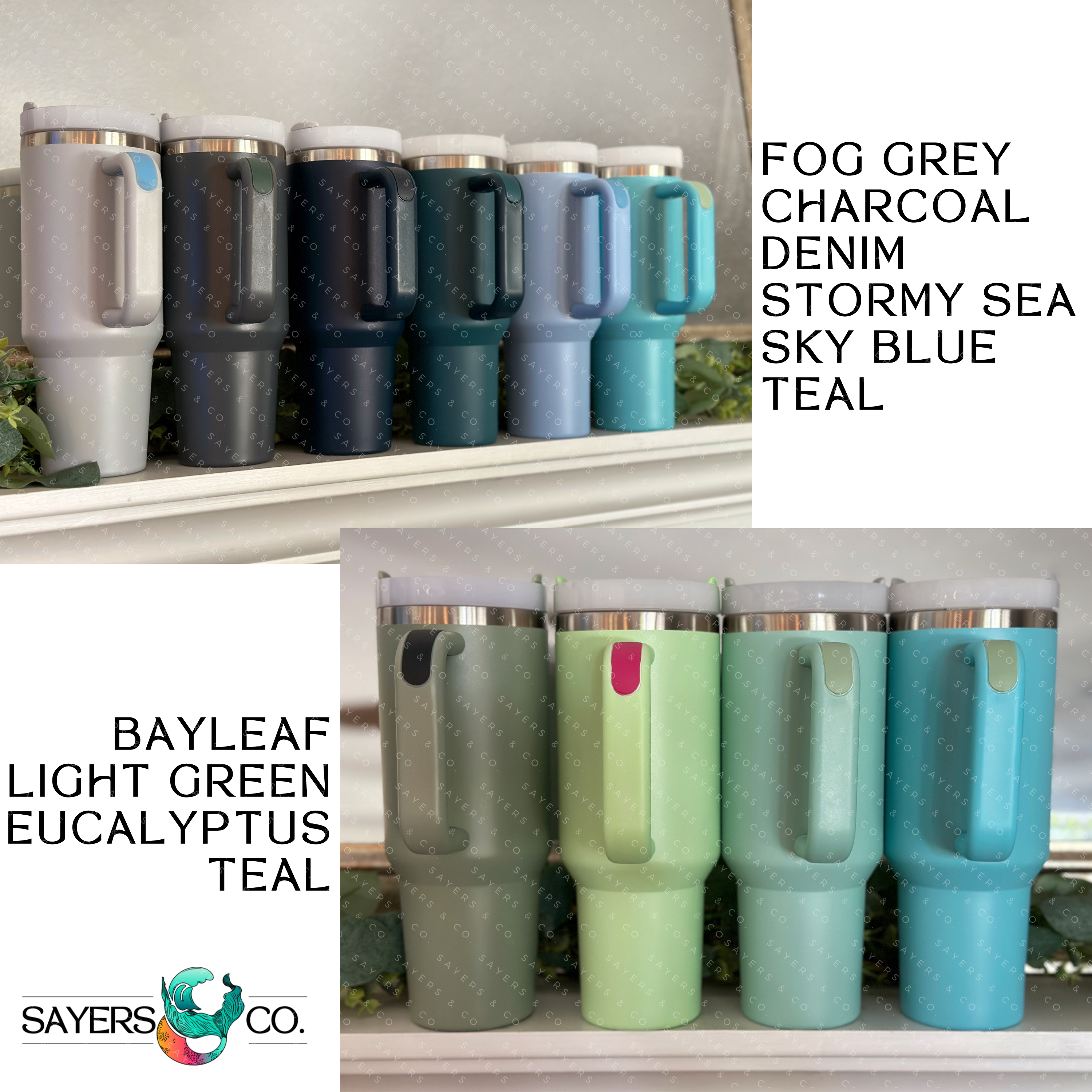 Sayers & Co. - Wholesale Insulated Mug/Tumbler - CUSTOM DECAL LOGO- 40 oz Double Walled Screw Matte Tumbler3
