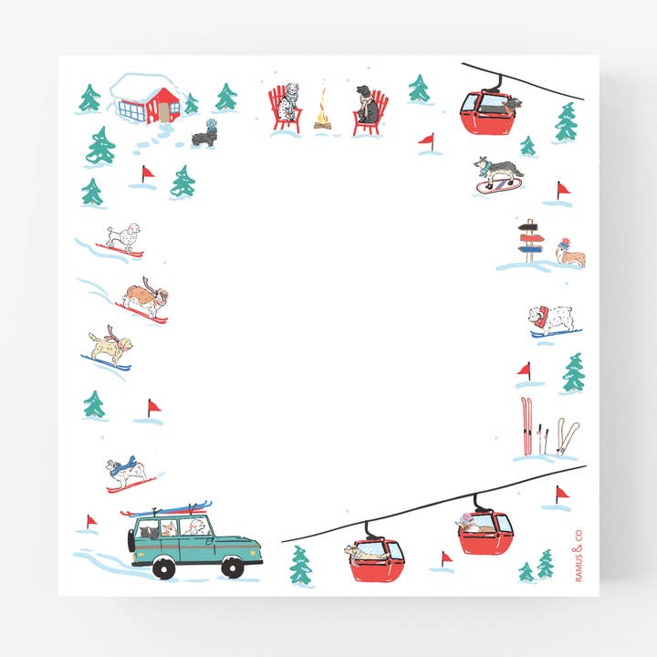 Ski Dogs Square Notepad for wholesale by Ramus & Co.