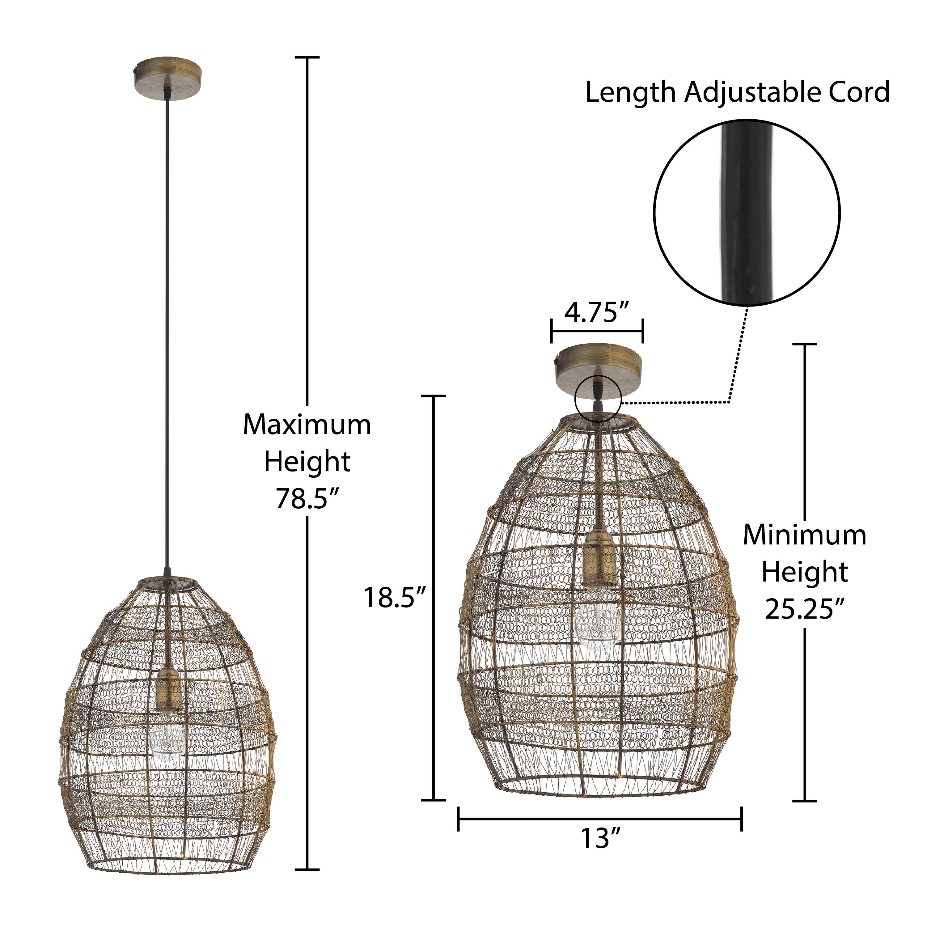 Bronze Lampe suspendue à 1 ampoule Avah Woven Modern Cage de 18,5 po de hauteur en vente sur Faire2