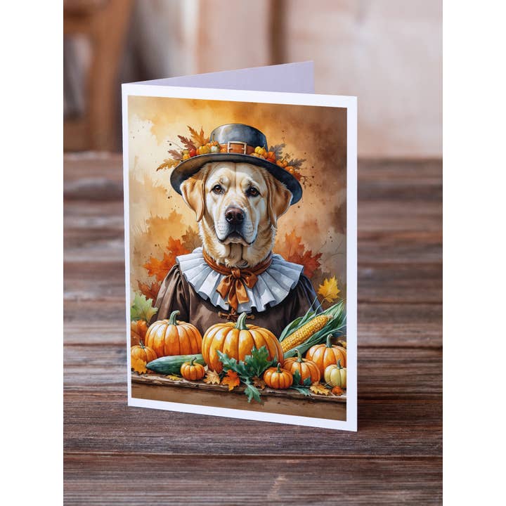 Yellow Labrador Retriever Thanksgiving Greeting Cards DAC83 for wholesale by Caroline's Treasures