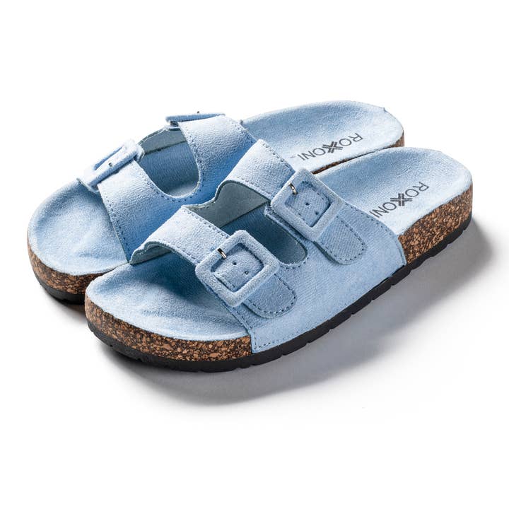 Women's Adjustable Double Bukel Flat Sandeals for wholesale by Roxoni