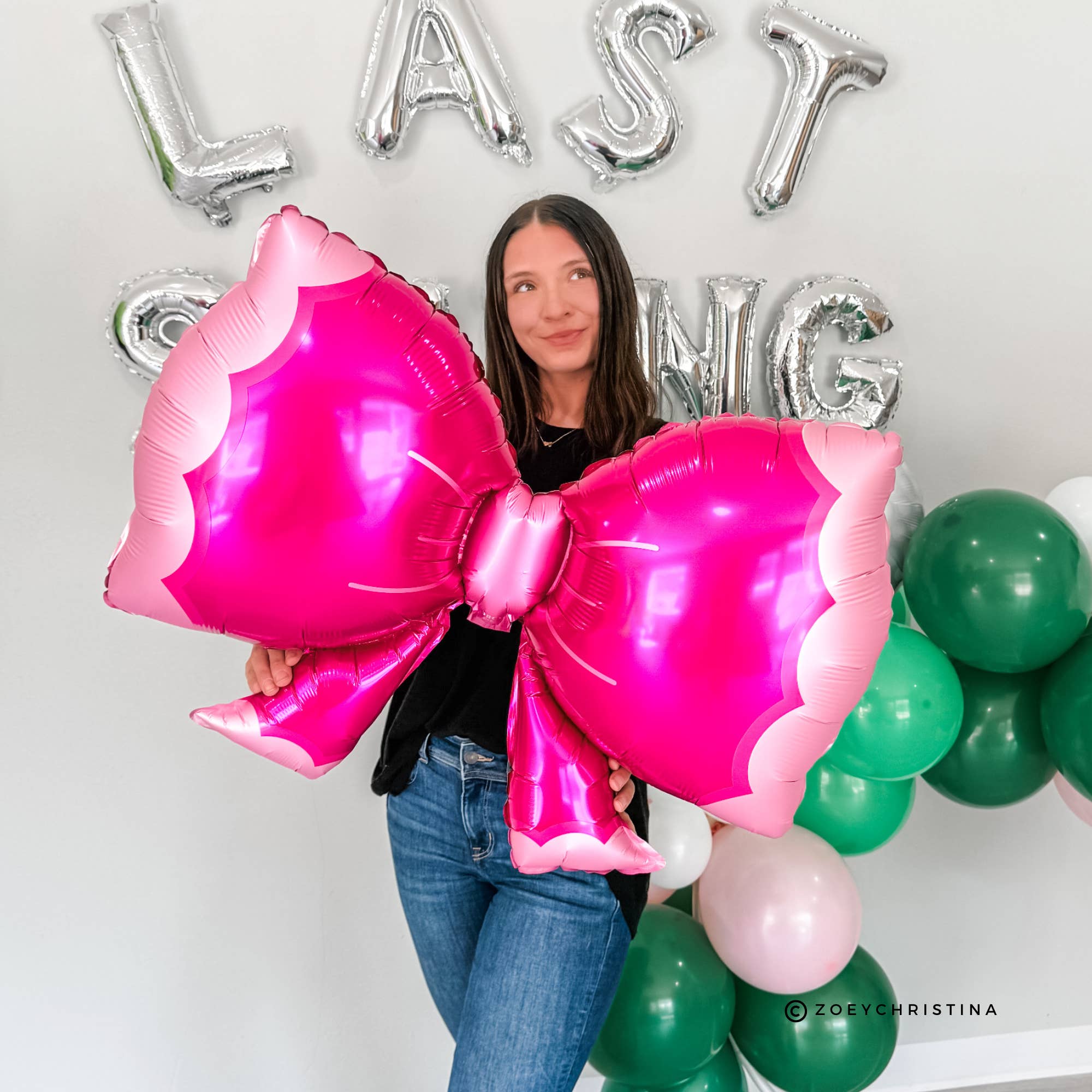 Zoey Christina - Wholesale Balloon - Pink Bow Foil Balloon – 23" Scalloped Edge, Girly Party