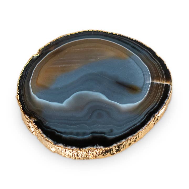 Natural Stone Gold Chrome Agate Coaster for wholesale by ENVIRONMENT
