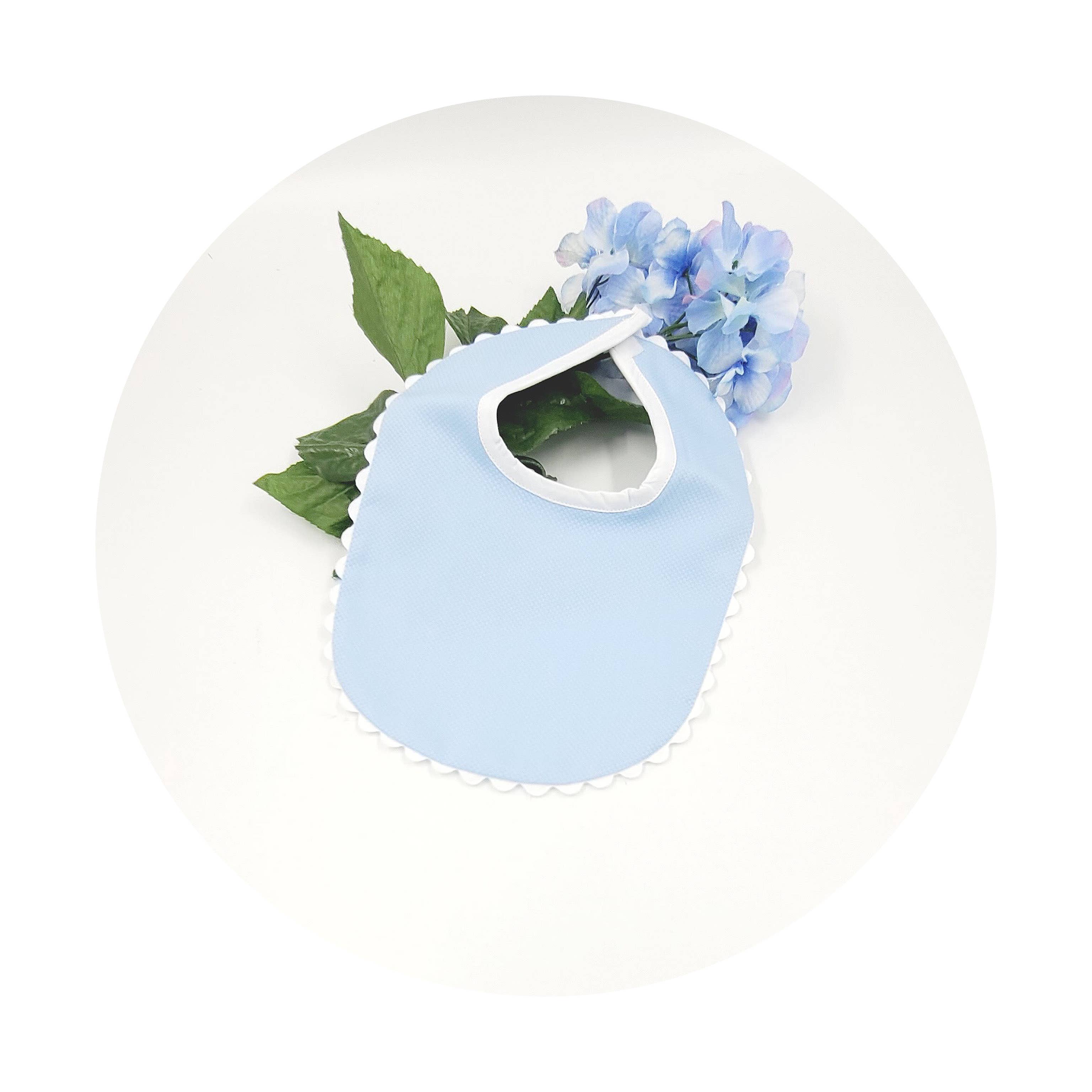 THE ROYALTY COLLECTION - Wholesale Bib - Baby - Blue Cotton Pique Collection With Ric Rac Trim4