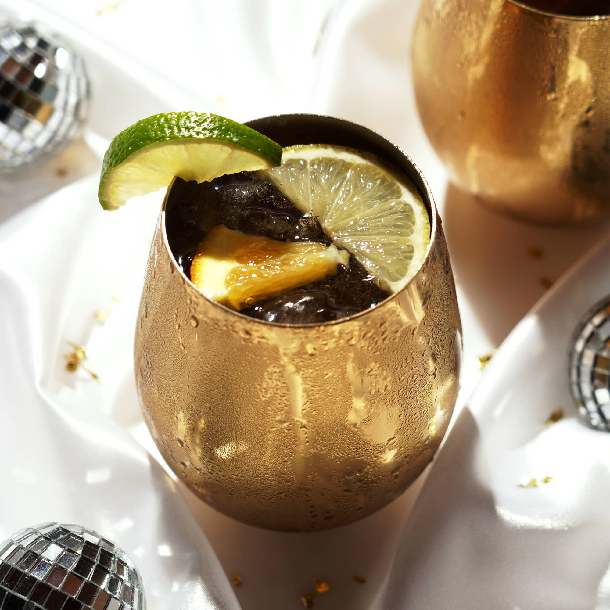 Viski - Wholesale Wine Glass - Belmont™ Gold Plated Stemless Wine Glasses Set of 24