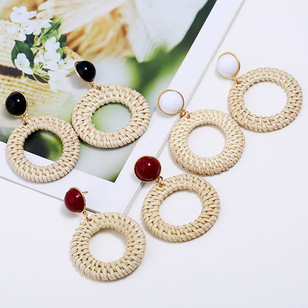 ACCITY - Wholesale Dangle Earrings - BRAIDED ROUND DROP EARRINGS_CWAJE04437