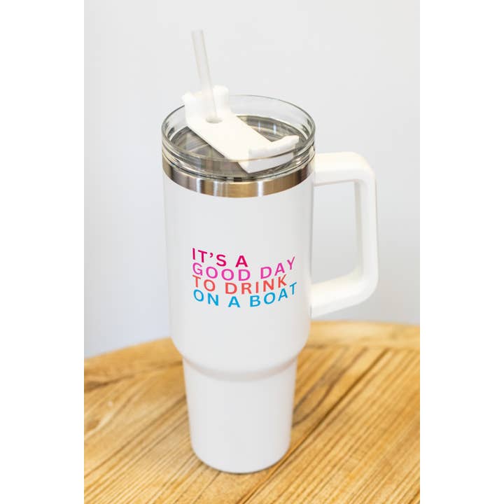 Panache Apparel Co. - Wholesale Insulated Mug/Tumbler - 40oz White Drink On A Boat Tumbler1