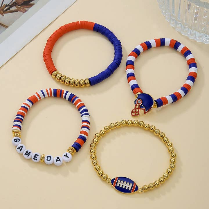 ACCITY - Wholesale Jewelry Set - FOOTBALL HANDMADE SOFT CLAY LETTER BRACELET SET_CWMM35348