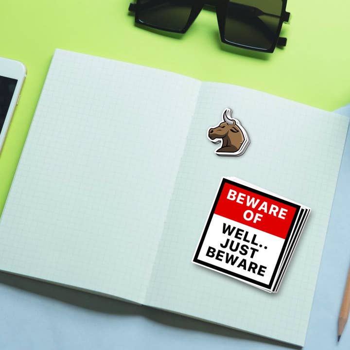 Sticker Bull - Wholesale Sticker - Beware Sign, Well Just Beware Sign Funny Caution Sign Waterproof Vinyl Sticker Decal Beware Of Sign for Laptop, Waterbottle and, Car5