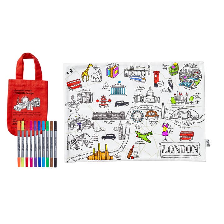 eatsleepdoodle - UK - Wholesale Coloring Mat - Kids & Baby - London Placemat to Go - Colouring Craft Kit