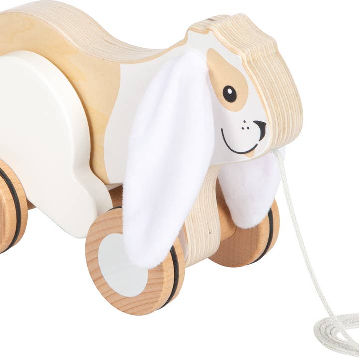 Pull-along toy rabbit with crinkly ears | Motor skills toy | Wood for wholesale by small foot