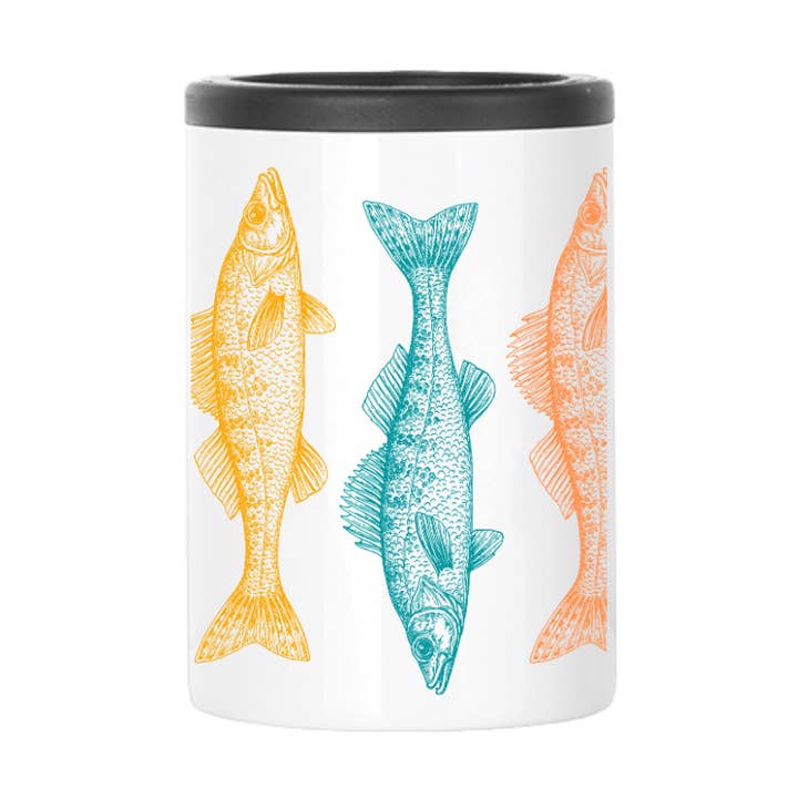 Refrigeratore per lattine isolato | Colorful Walleye Wrap per la vendita all'ingrosso da parte di Creative Compass