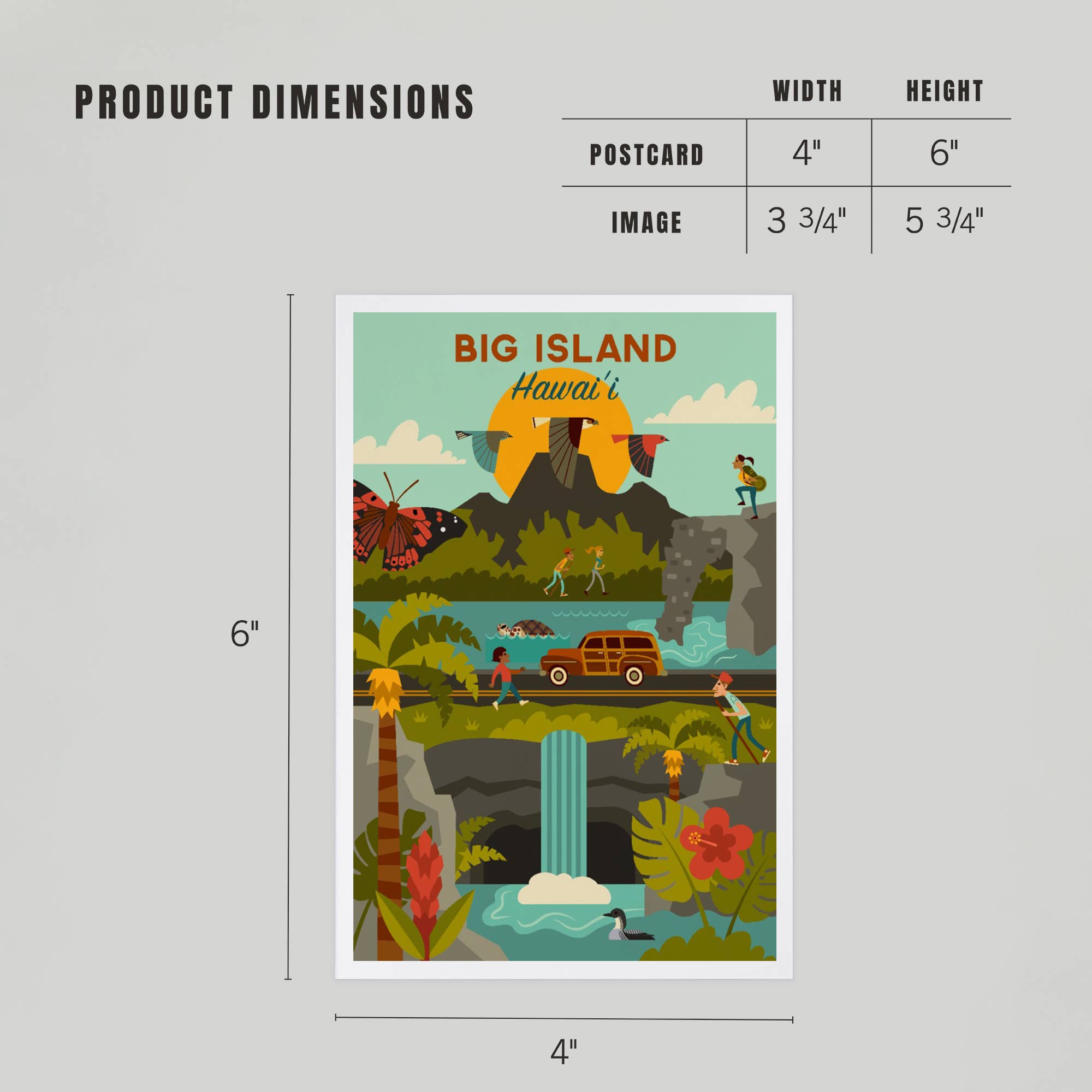 Lantern Press - Vendita all'ingrosso Cartoline - CARTOLINE PREMIUM Grande Isola, Hawaii, Serie Geometrica4