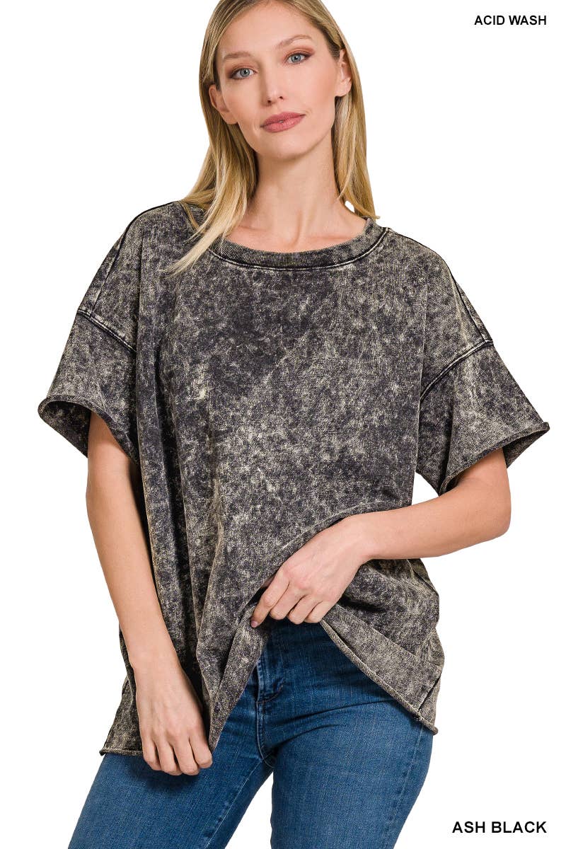 42POPS - Wholesale T-Shirt - Women's - ".._ Washed French Terry Loose fit Top Reg/Plus4