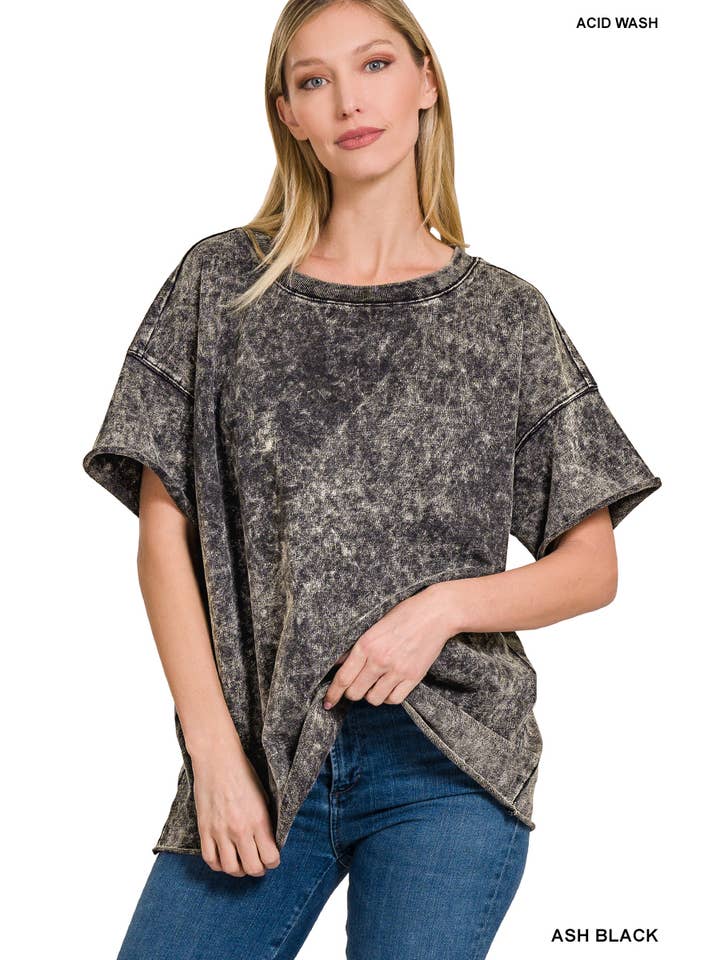 42POPS - Wholesale T-Shirt - Women's - ".._ Washed French Terry Loose fit Top Reg/Plus4
