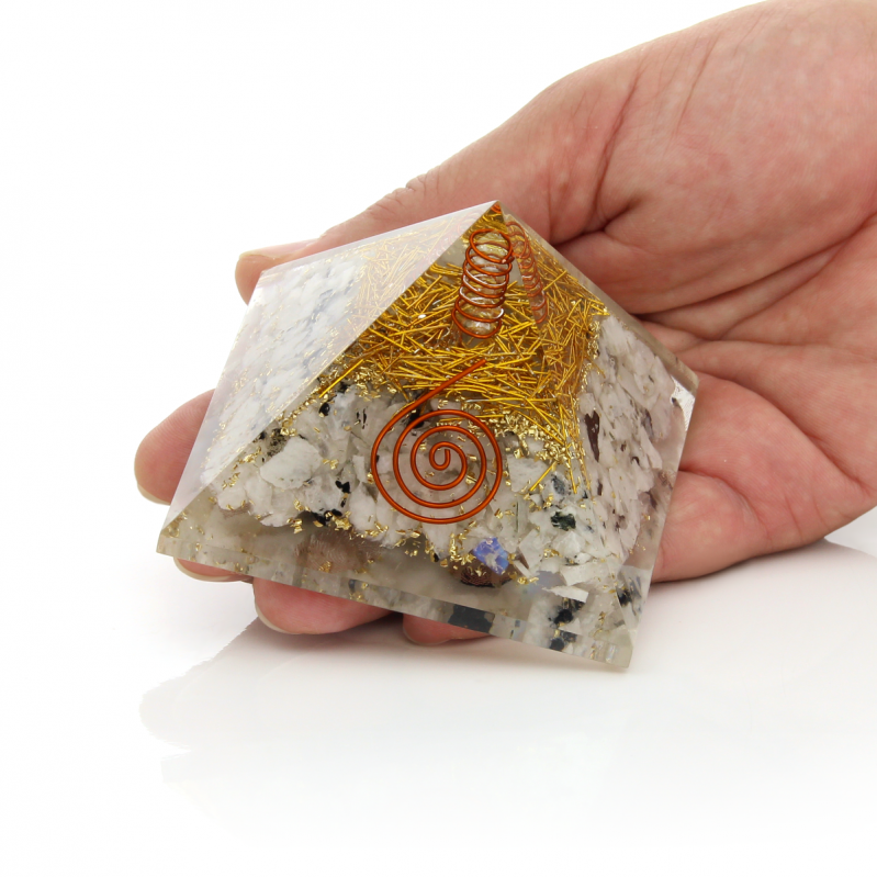 UniArt - Vendita all'ingrosso Pietra/cristallo spirituale - Piramide di Orgonite con Aste Dorate e Pietre Naturali3