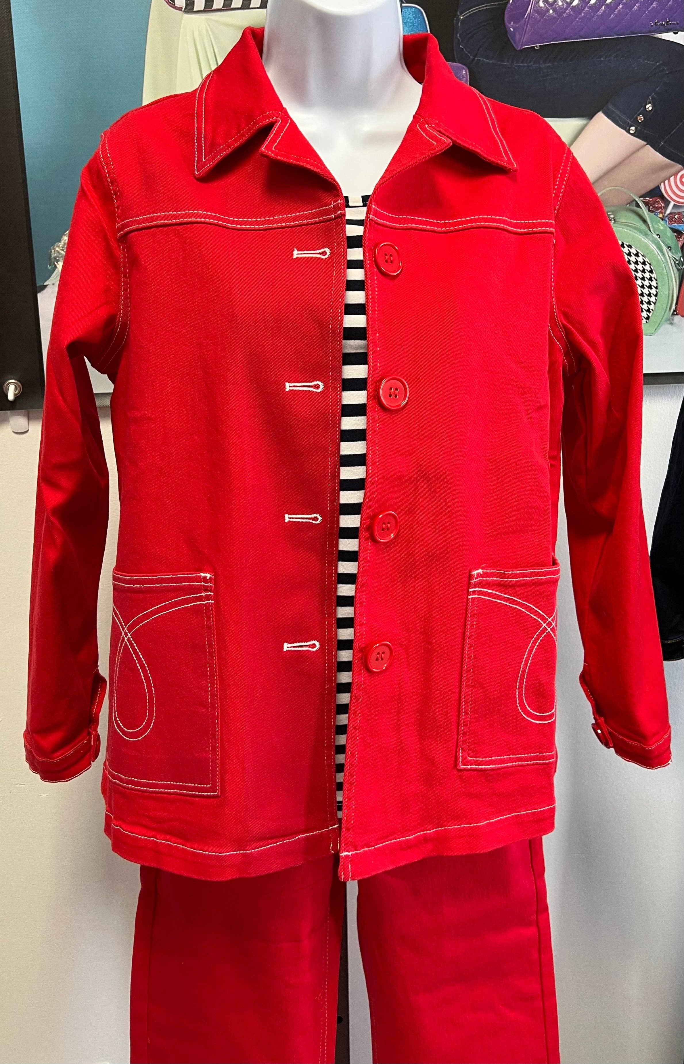 Astro Bettie - Wholesale Denim Jacket - Women's - Midge Button Down Jean Jacket - Red1