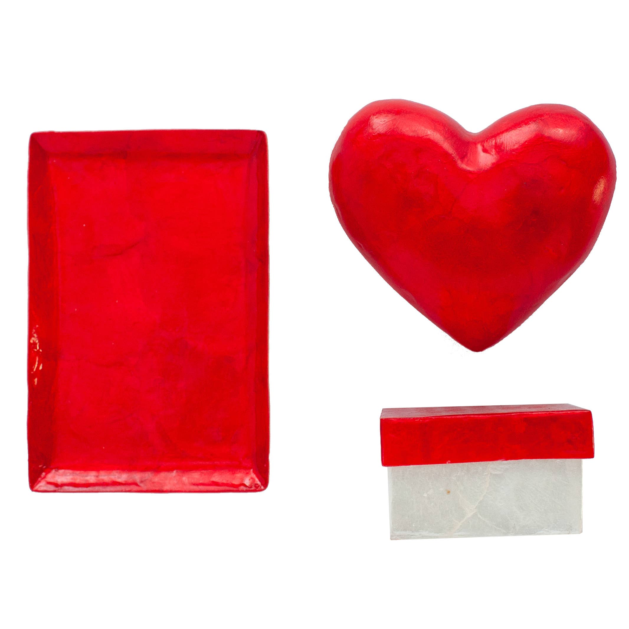 Dekorasyon Gifts  Decor - Wholesale Decorative Tabletop Object - 4.5" Capiz Heart (Red)3