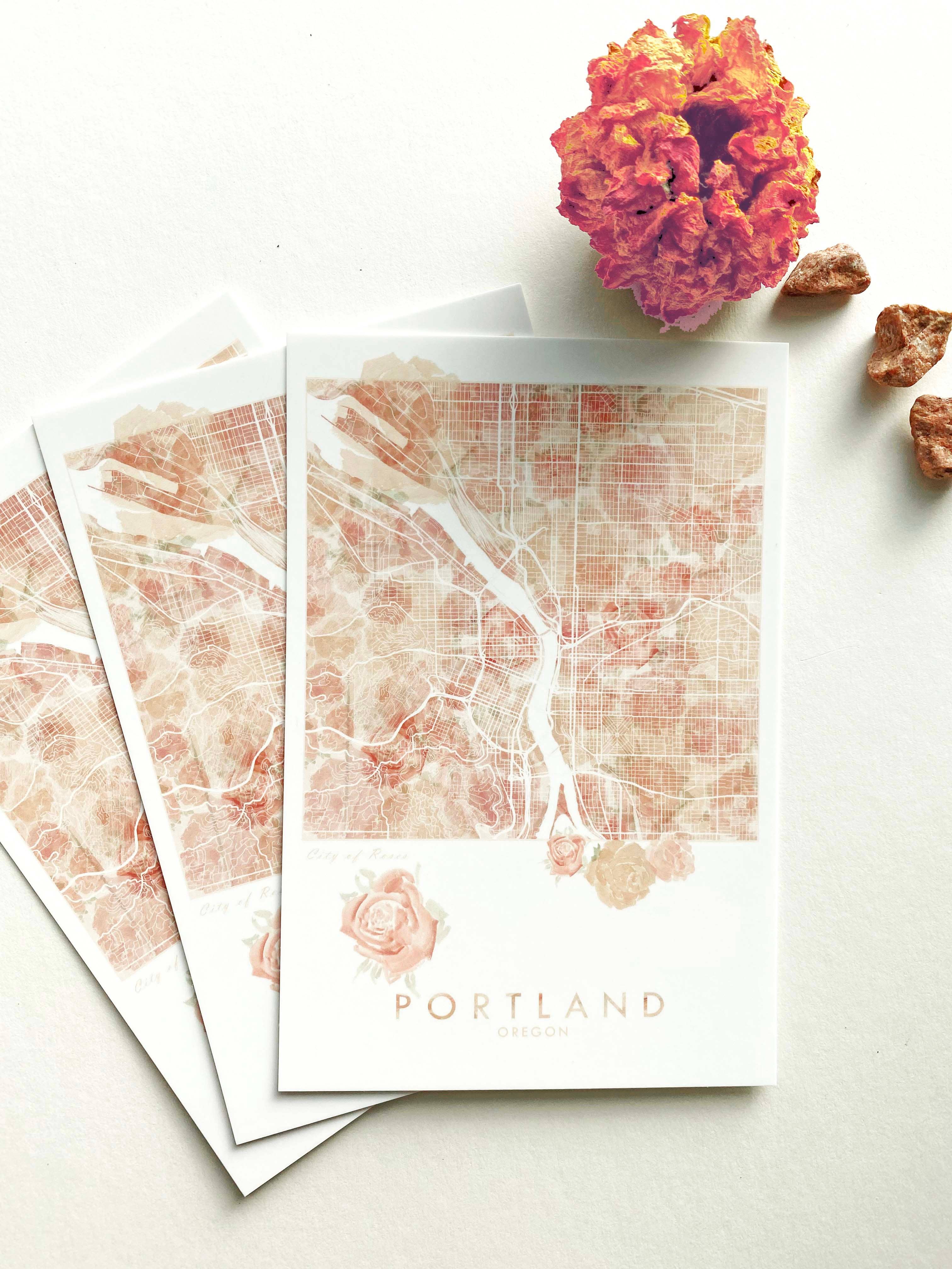 Turn-of-the-Centuries - Wholesale Postcard - PORTLAND Oregon ROSES Map Postcard3