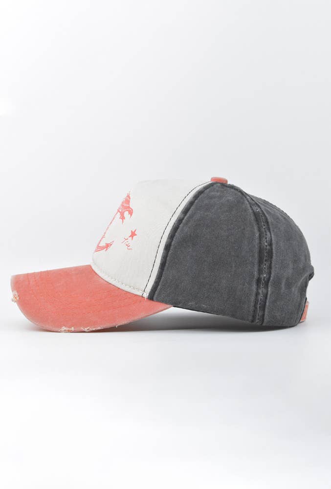 UNISHE - Wholesale Baseball Cap - Women's - Anchor Print Baseball Cap MOQ 3pcs DX0451