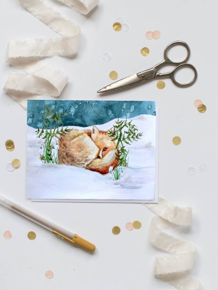 Winterfuchs-Grußkarten-Set für den Großhandel von Sonshine Paperie