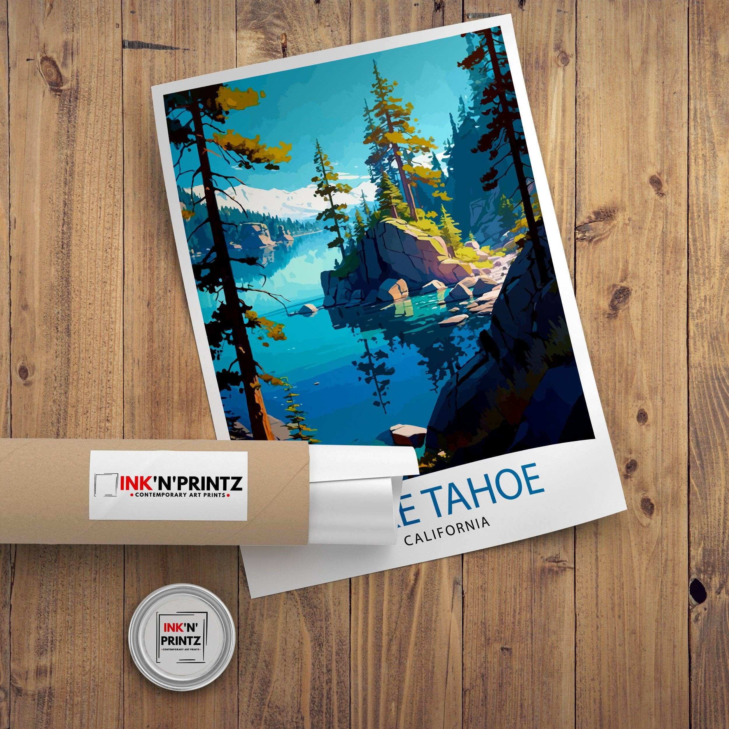 InkNPrintz – wholesale Art print – Lake Tahoe California Travel Poster Lake Tahoe8