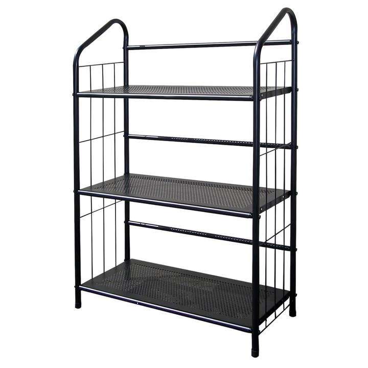 Black 3 Shelf Metal Standing Book Shelf for wholesale by HomeRoots