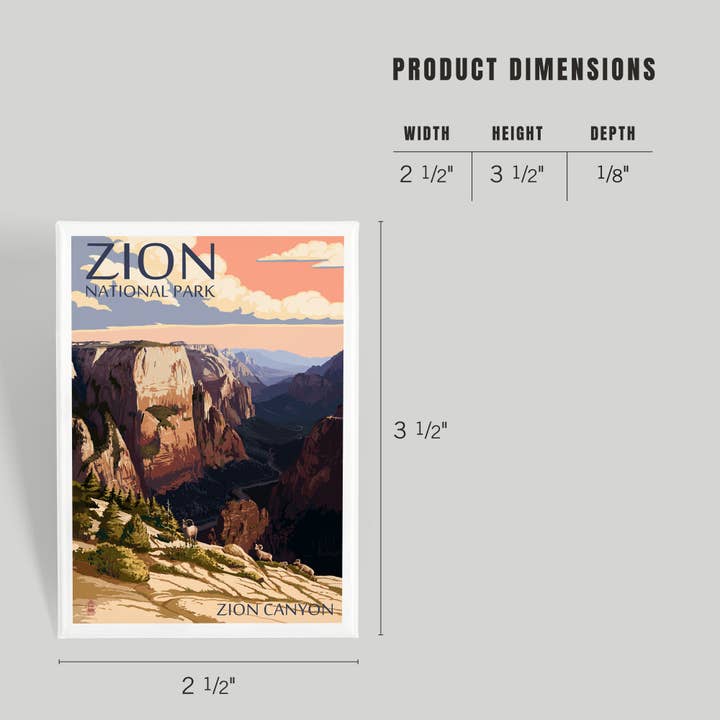 Lantern Press - Wholesale Magnet - MAGNET Zion National Park, UT Zion Canyon Sunset