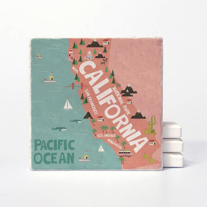 California State Illustration Coasters for wholesale by Versatile Coasters