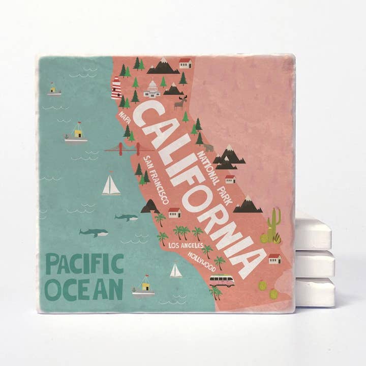 California State Illustration Coasters for wholesale by Versatile Coasters