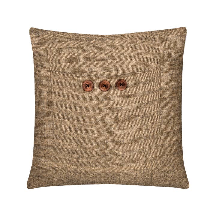 Heritage Lace - Wholesale Throw Pillow Cover - Highland 18x18 Tan Black Cotton Pillow Cover2