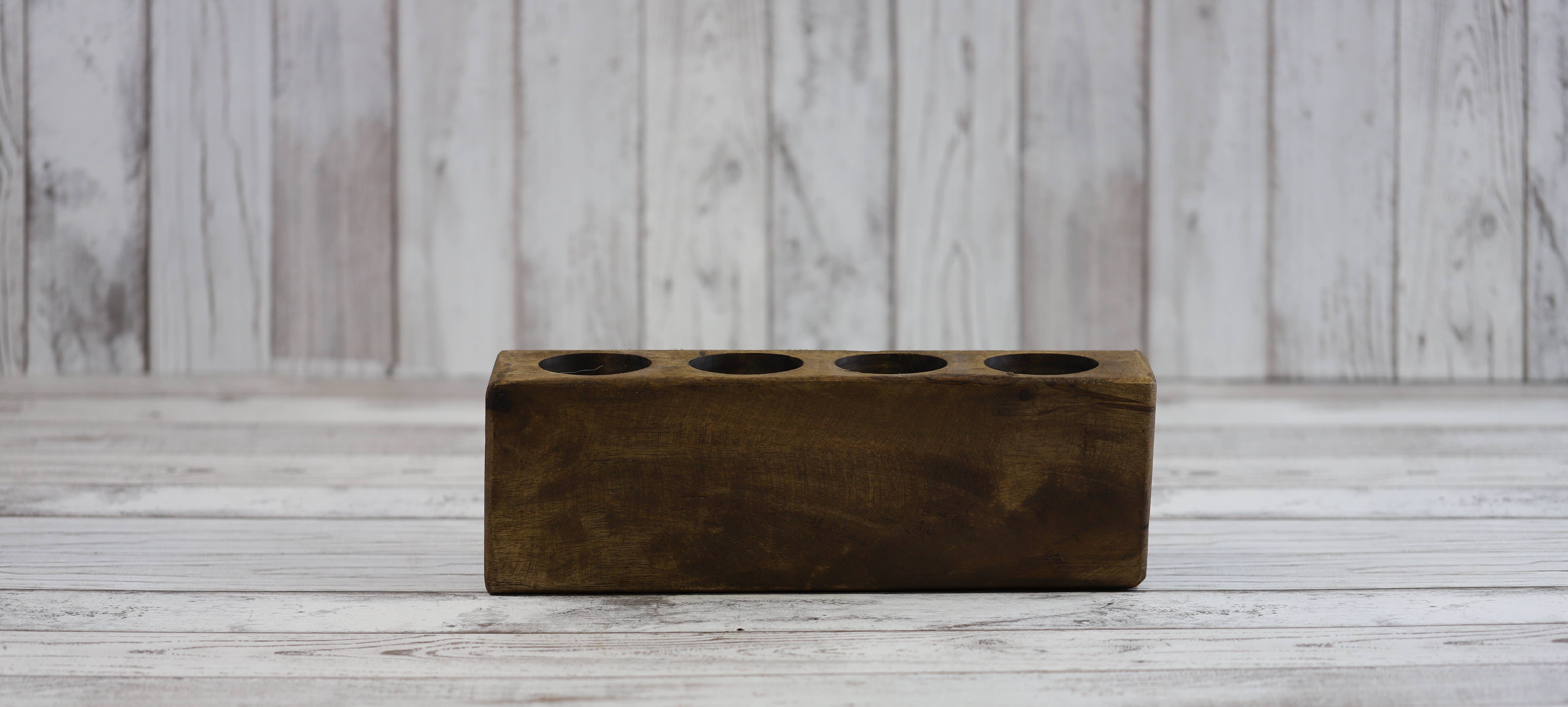 VALENTINA IMPORTS INC - Wholesale Candle Holder - 4 Hole Sugar Mold (Wood)