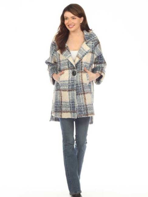 Geruite jas voor dames met enkele knoop KBS24786 voor wholesale door Kamana