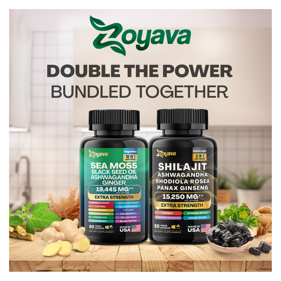 Zoyava - Wholesale Oral Supplement/Vitamin - Dynamic Vitality Bundle: Sea Moss 16-in-1 Magic Moss & Shilajit Power ShilaStrength Blend6