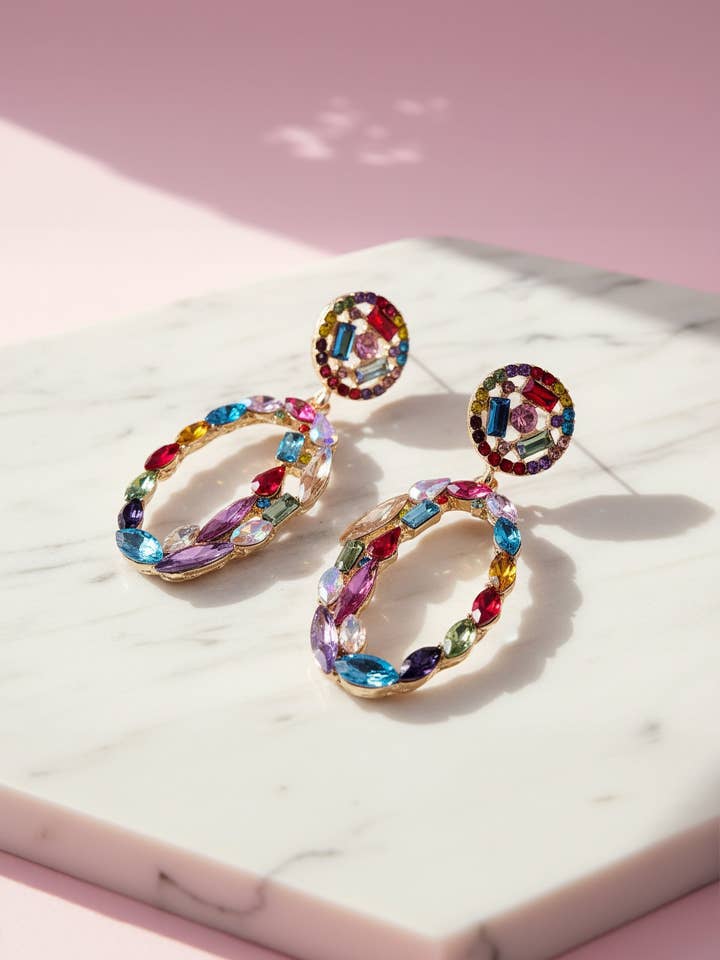 Oval Drop & Dangle Crystal Earrings for wholesale by Arya Jewellery Wholesale