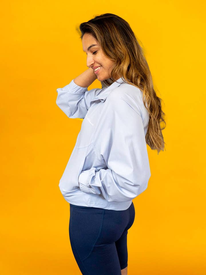 Naomi Bomber Jacket - Baby Blue for wholesale by Arya Athleisure