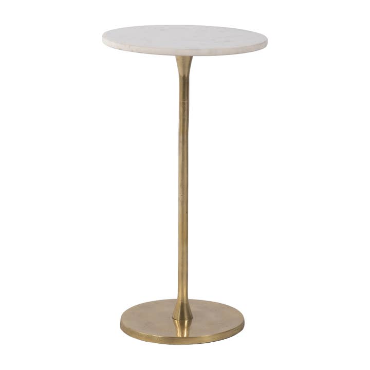 Sagebrook Home - Wholesale Console Table - End Table - Gold/White Marble Top Metal Round Base, 24 in.5