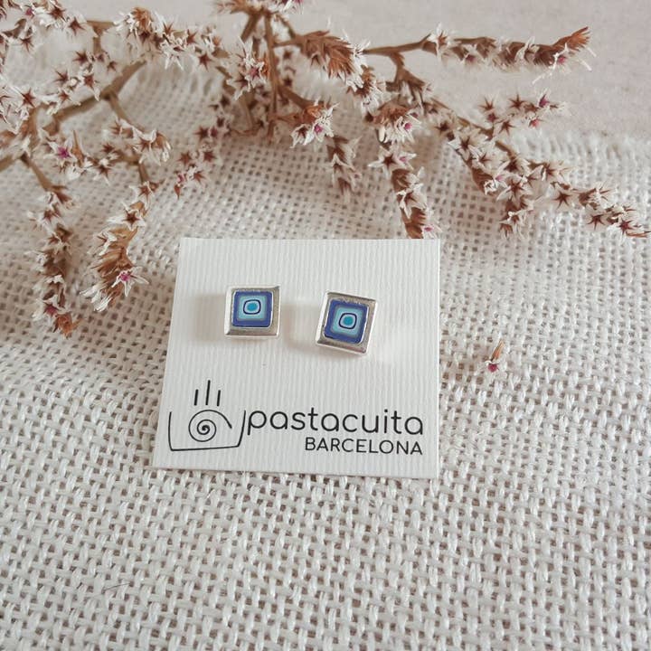 PASTACUITA - Wholesale Stud/Post Earrings - Small square earrings. A basic in our catalog, "Millefiori"18