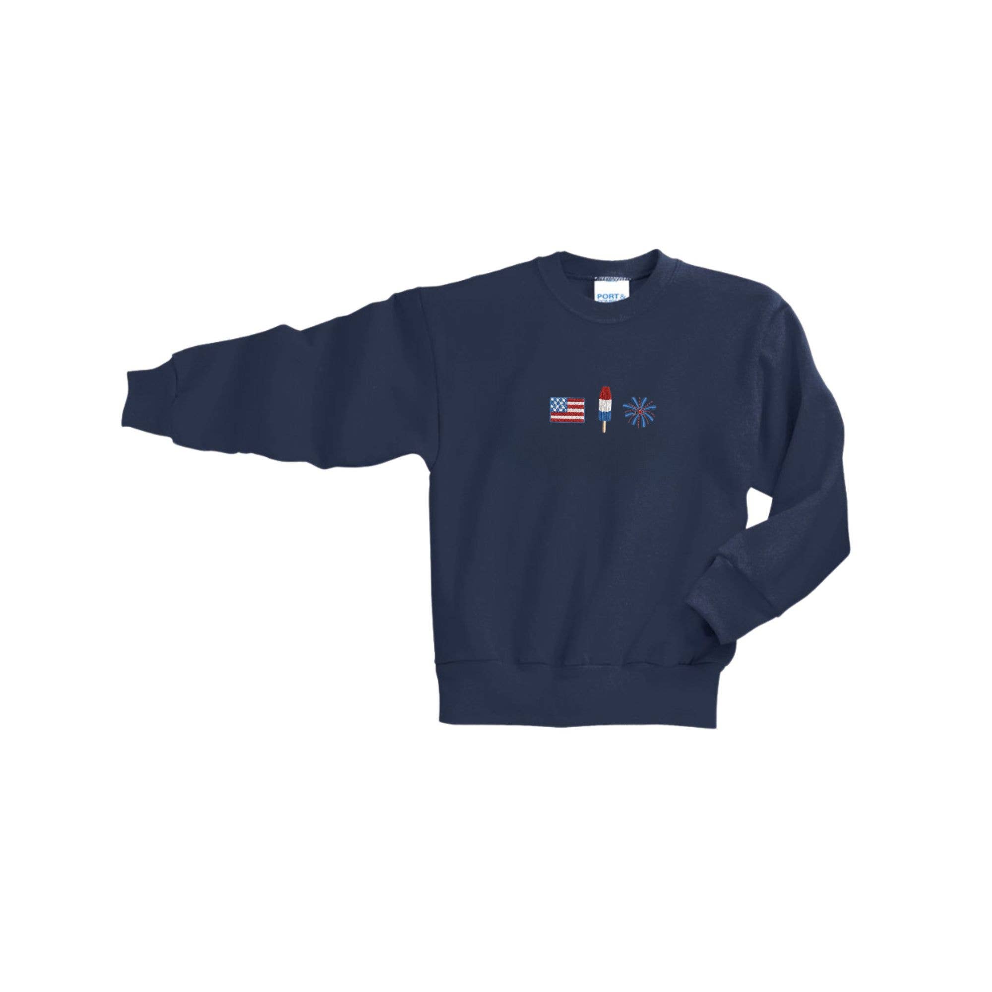 Arden & Gold - Wholesale Sweatshirt - Kids - Kids 4th of July Icons Embroidered Crewneck Sweatshirt 2