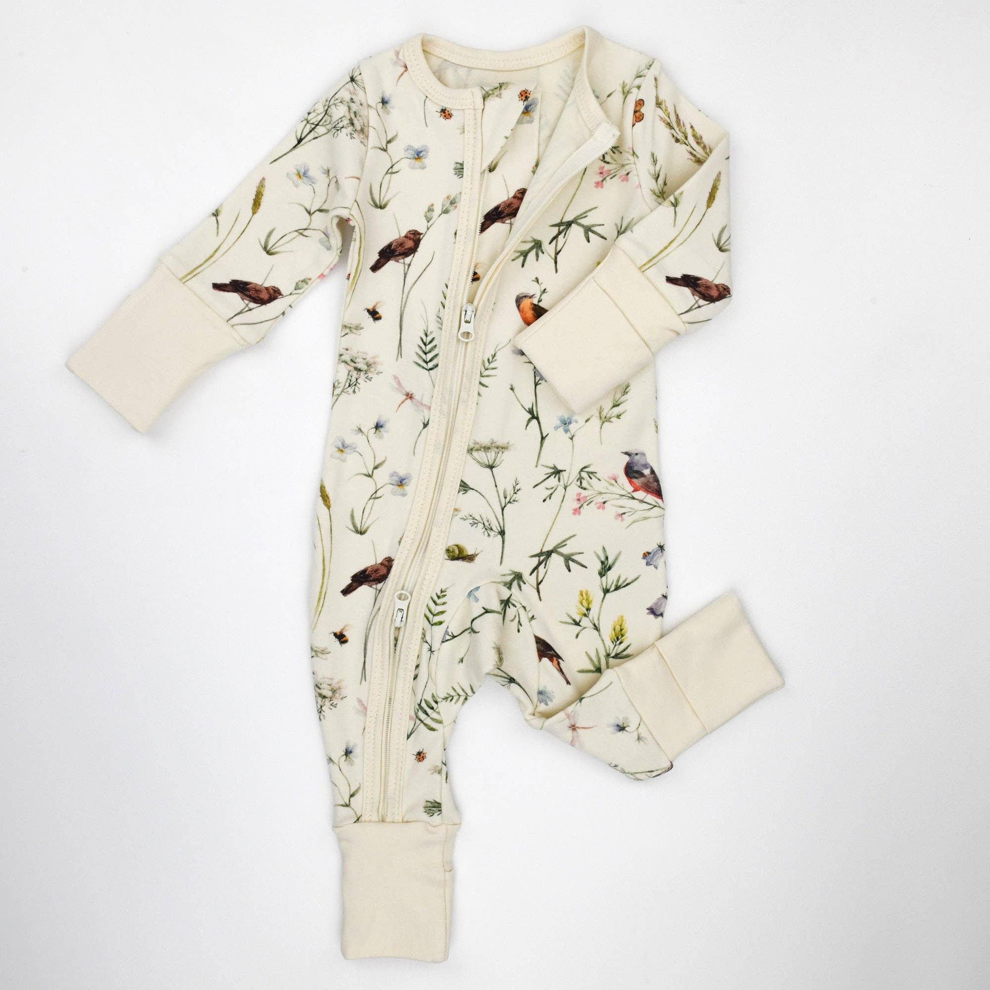 Earthy - Wholesale Sleepsuit - Baby - Organic Cotton Baby Pajamas 2-Way Zip Front Zipper Sleeper, Finch1