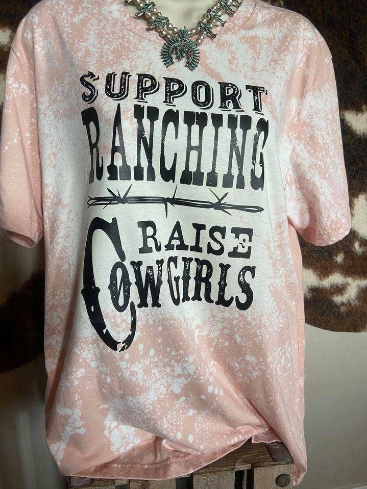 Support Ranchin Raise a Cowgirl Western Graphic Tee | Rodeo for wholesale by Rowdy Rowels