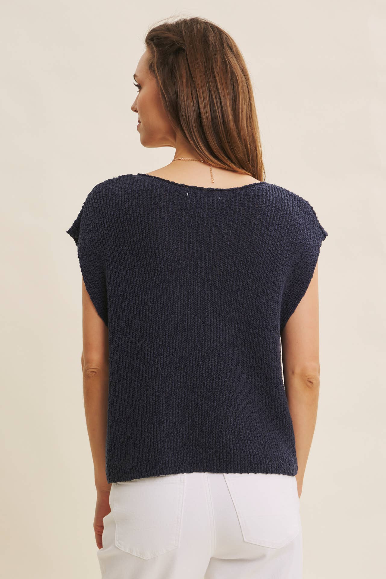 in february - Wholesale Knit Sweater - Women's - RELAXED FIT SLUB KNIT SWEATER TOP WITH SPLIT NECK49