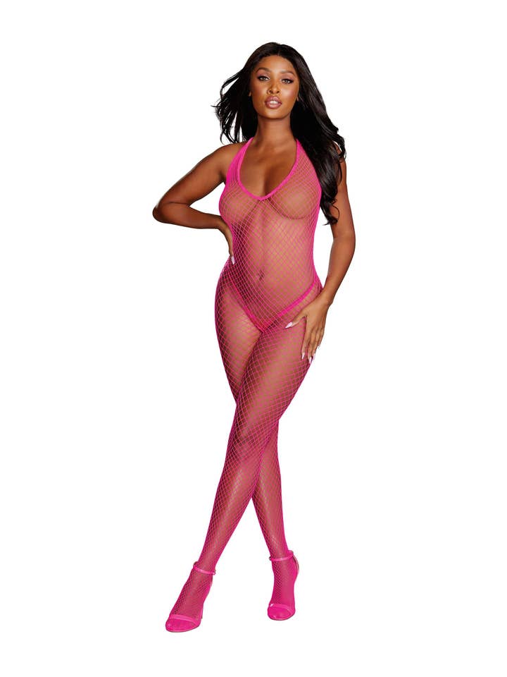 Dreamgirl International - Wholesale Lingerie Bodysuit - Women's - Diamond Net Crotchless Bodystocking