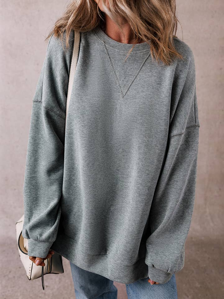 Medium Grey Side Split Drop Shoulder Oversized Sweatshirt for wholesale on Faire0