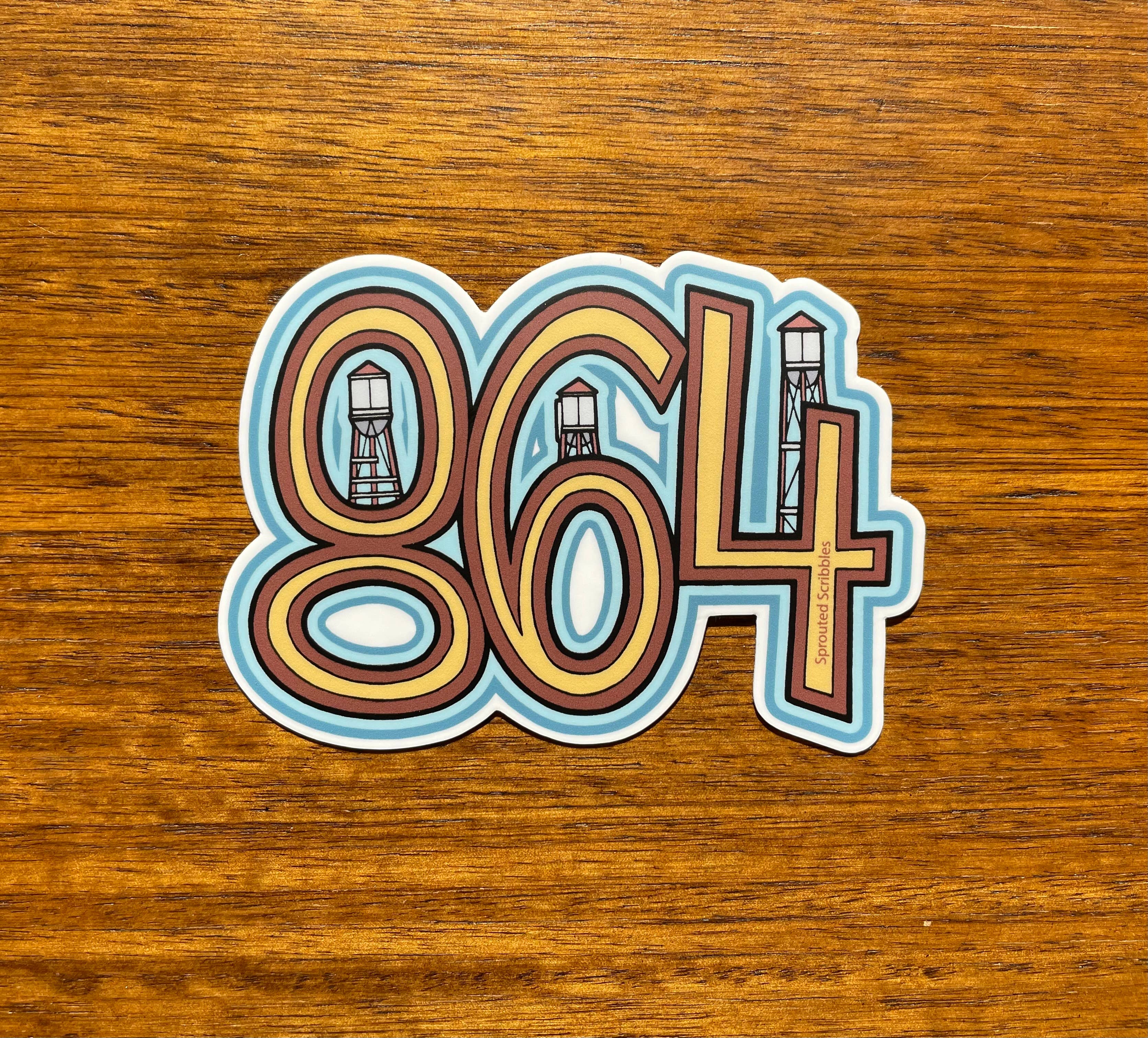 Sprouted Scribbles - Vente Autocollant - Autocollant Greenville 864 Indicatif Régional Upstate - Caroline du Sud SC2