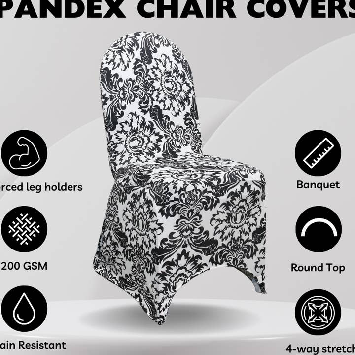 Stretch Spandex Banquet Chair Cover Damask for wholesale by YOUR CHAIR COVERS
