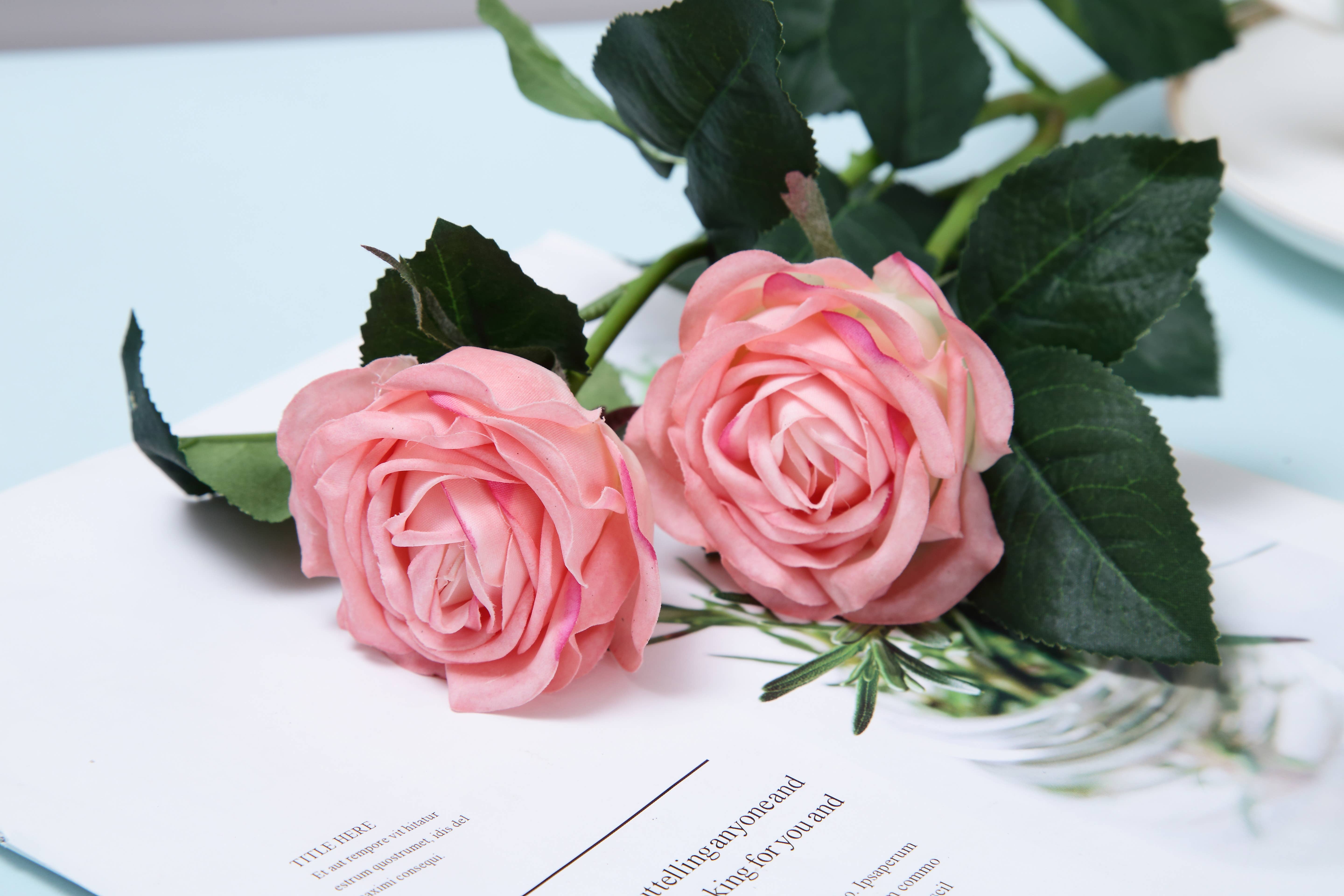 Angel Isabella - Wholesale Artificial Flowers - 16"Real Touch Garden Tea Rose with 2 sprays5